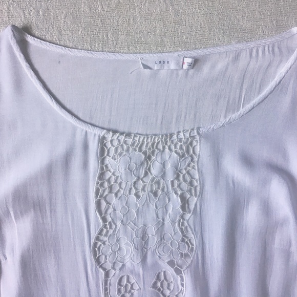 Lush Swim Cover Up Woman’s Size Medium Floral Pattern Cutouts Bell Sleeves - Picture 2 of 14